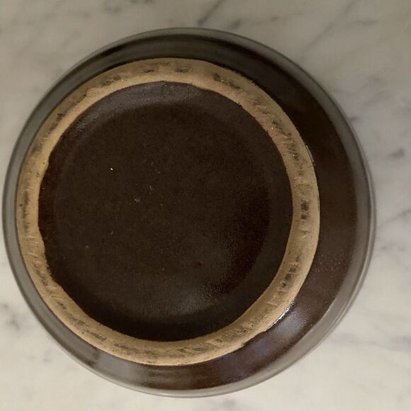 Stoneware Kitchen Mixing Bowl Vintage Brown Ribbed Design 7” - Picture 4 of 4